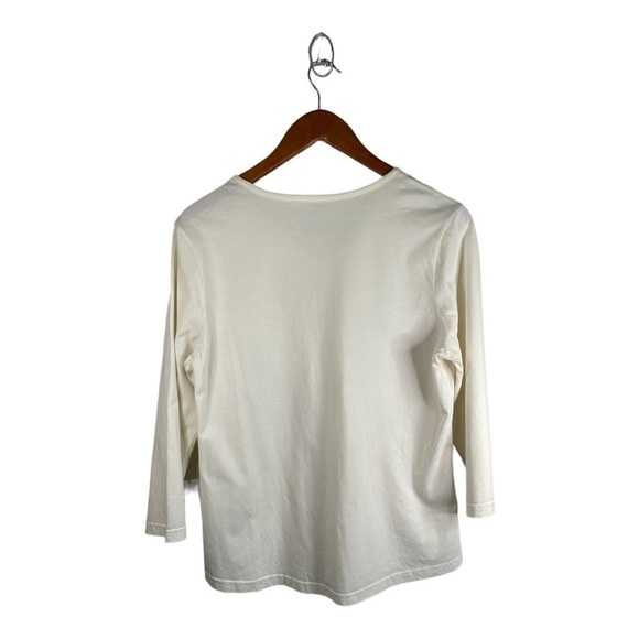 WESTBOUND 3/4 Sleeve Top Cream with Rouging and Beading Sz M - Picture 2 of 4